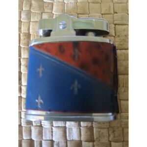 VINTAGE RONSON PRINCESS Red/ Blue Enamel Fleur De Lis  LIGHTER Unused